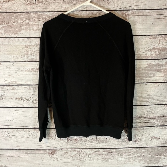 N:philanthropy Nic distressed relaxed fit crewneck sweatshirt in black. - Picture 8 of 11